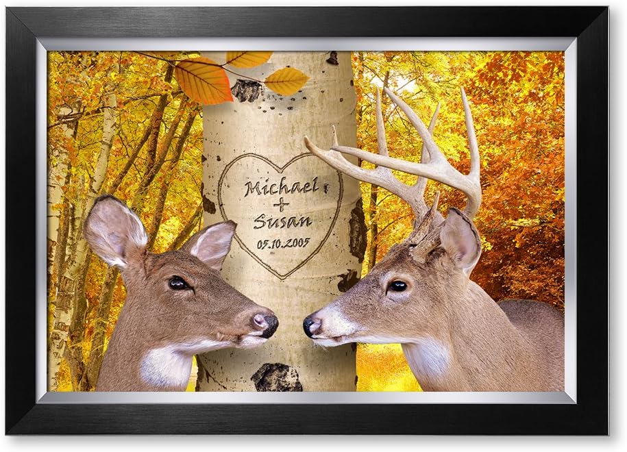 IPIC - Oh My Dear, Personalized Artwork with Names and Date on, Customized Gift for Anniversary,Wedding,Birthday and Holidays. Picture size: 24x16, Framed Size: 27x19