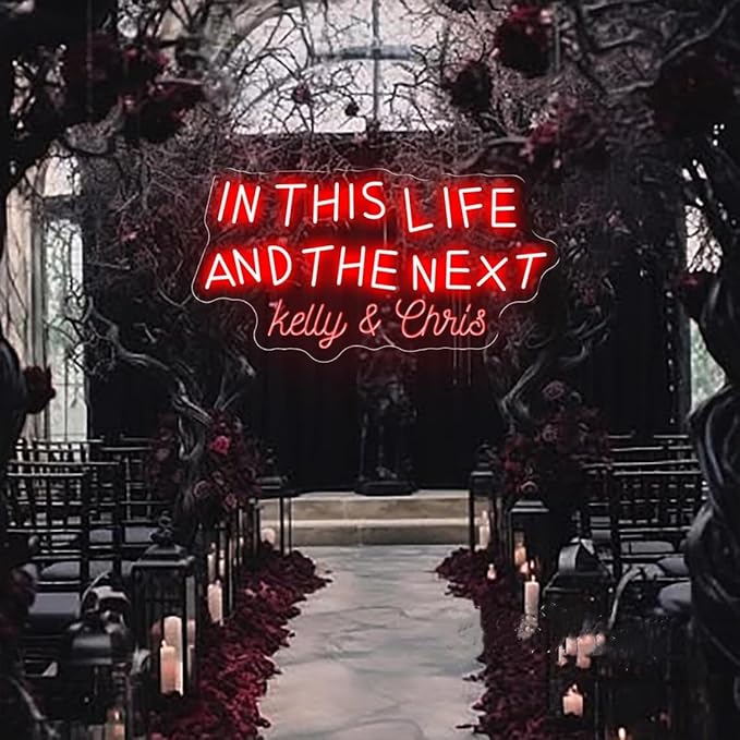 In This Life And The Next Neon Sign Custom Gothic Wedding Name LED Neon Light Personalized Wedding Party Backdrop Decor Home Wall Decor Gift for Newly