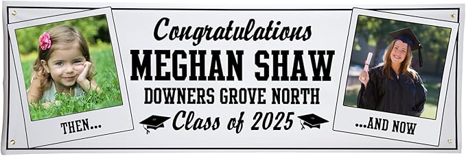 Let's Make Memories Personalized 10ft Graduation Banner - Graduation Party Decorations - Customized Congratulations Banner - Class of 2025 - Indoor/Outdoor Vinyl - How Time Flies - Black - 10 ft