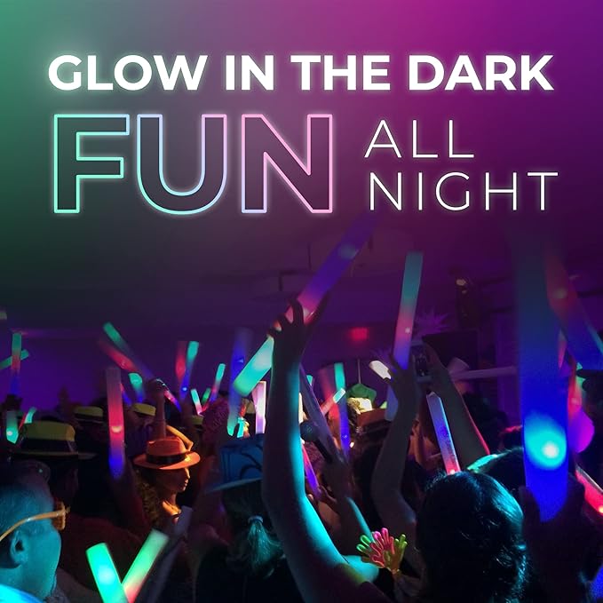 100 Blue Foam Glow Sticks - 16" Light Up Sticks for Wedding, Parties & Dancing