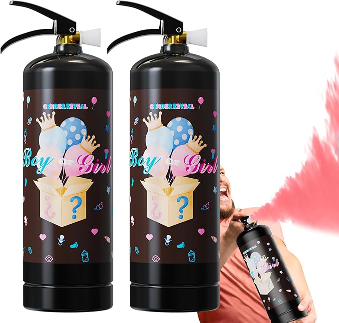 Giant Gender Reveal Fire Extinguisher-2 Packs | Smork Powder Blaster for Gender Reveal Party Ideas | Pink Fire Extinguisher Gender Reveal Suitable Girl Baby | Blasts 20+ Feet