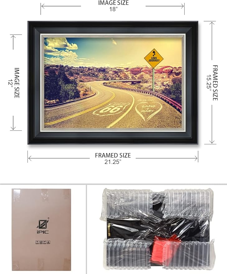 IPIC - Love Journey Personalized Framed Wall Art with Names and Date on, Giclee Prints with Solid Wood Frame, Customized Gift and Memorial Gifts for Wedding Anniversary.