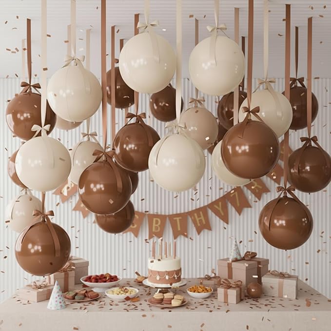 Jenaai 30 Set Round Foil Balloons Bulk 22 Inch 4d Metallic Giant Balloons Set with Satin Bows Ribbon for Ceiling Holiday Ornaments New Year Birthday Wedding Party Decoration(Warm Colors)