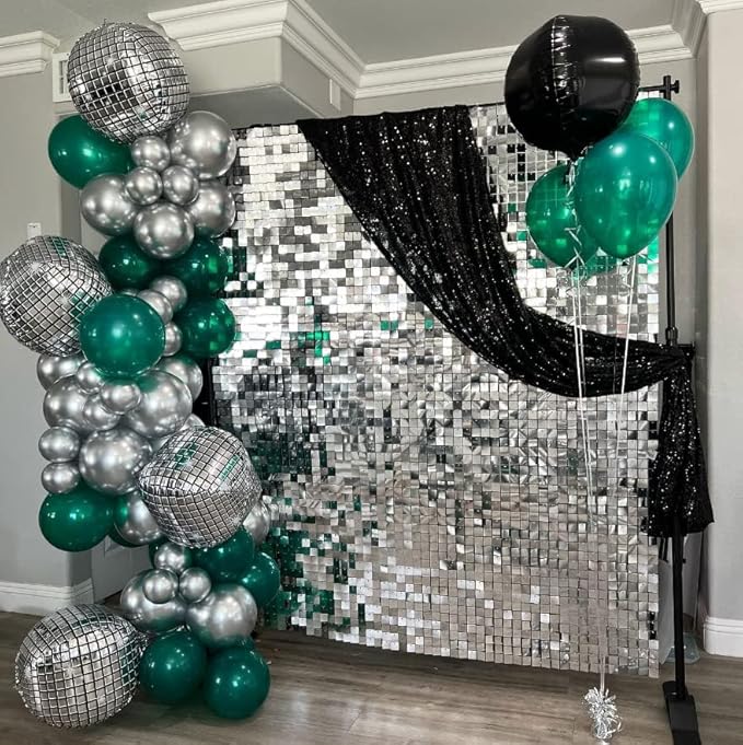 Shimmer Wall Backdrop - 24pcs Decorations Panel | Wedding, Birthday, Anniversary, Engagement & Bridal Shower Party Decor Panel (Silver)