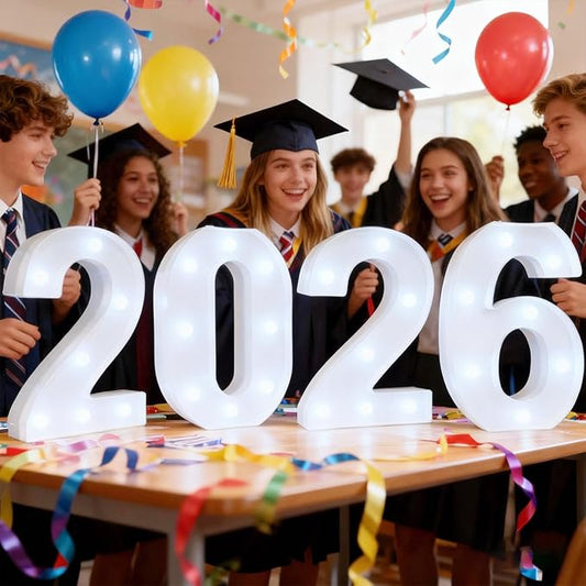 Pooqla Light Up Numbers 2026, Giant Marquee Numbers for New Year Decorations, 2026 Graduation Decorations for High School Seniors College Class of 2026 Party Classroom Decoration, Cool White