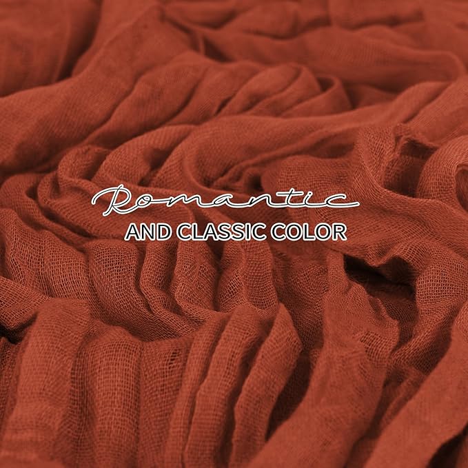 12 Pack Cheesecloth Table Runner 20 x 120 inch Cheese Cloth Table Runner Bulk,Romantic Boho Sheer Gauze Fabric Table Runners for Wedding Reception,Party,Bridal Shower Table Decor(Terracotta)