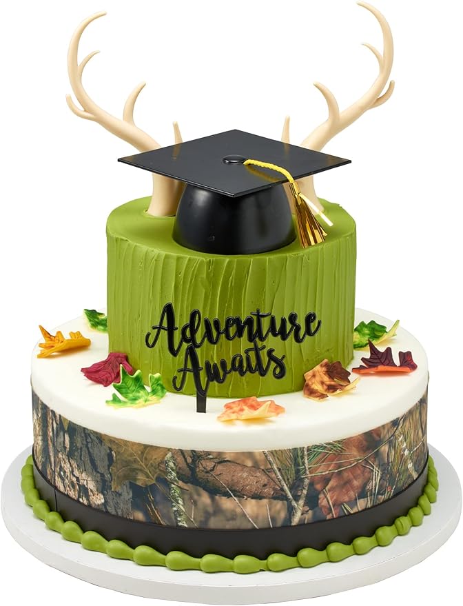 DecoPac Black Grad Cap with Tassels Cake Topper, Elegant Graduation Hat Cake Decoration, Food Safe, Pack of 12 (22422)