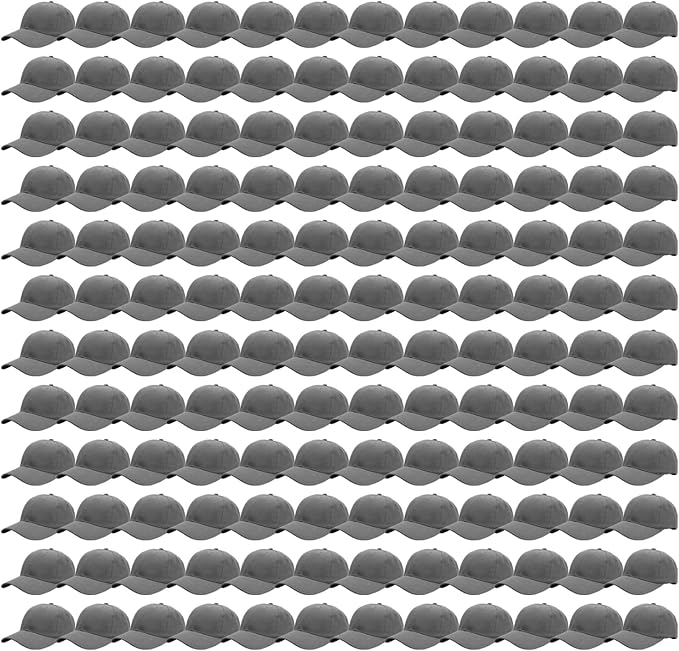 Falari 24/144 Pack Unisex Baseball Cap Bulk Wholesale Plain Blank Hat Adjustable Size