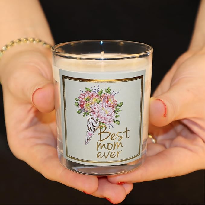 CharmLab Candle - Mother’s Day, Birthday Gift for Mom from Daughter or Son – Best Mom Ever- Luxury Glass Jar Candle with Gift Box - Lavender Scented - 12 oz, Natural Bio Wax, 40 Hr Burn