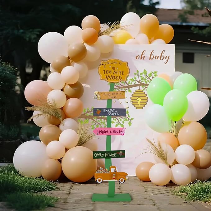 Winnie Baby Shower Decorations | Lighted Wood Baby Shower Standing Signs for Indoor Outdoor Yard Porch Decor | Hundred Acre Wood Birthday Party Decor