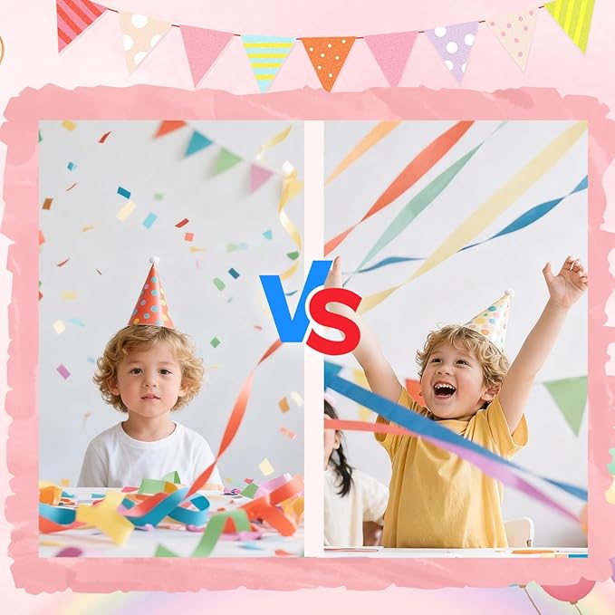 200 Pcs Colorful Streamer Poppers, No Mess Streamers, Hand Throw Streamers with Colorful Ribbon for Wedding, Birthday, Party Celebrations, Graduation, Party Favors Shows