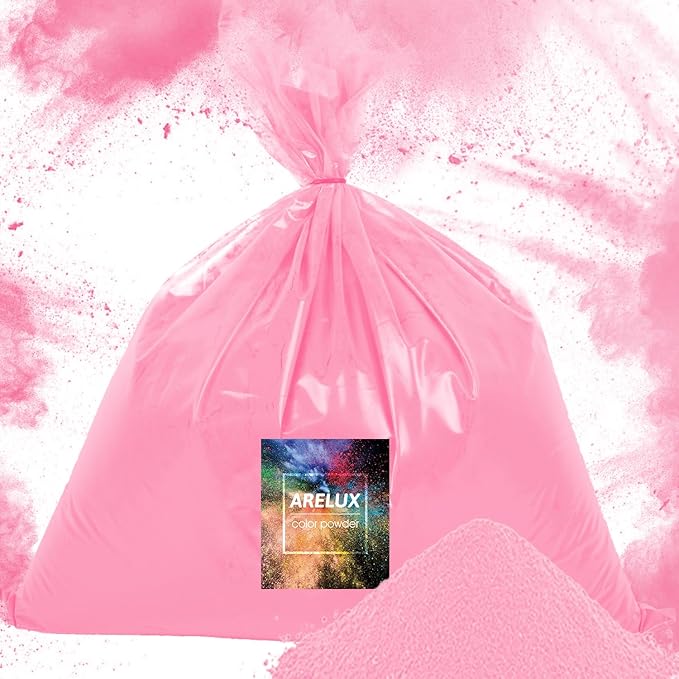 ARELUX Bright Pink Color Powder - 6lbs Bulk (2x3lb) for Color Wars, Powder War & Fun Events | Durable Individual Packets, Vibrant Holi Powder for Gender Reveal, Run, Rangoli, Parties | Non-Toxic