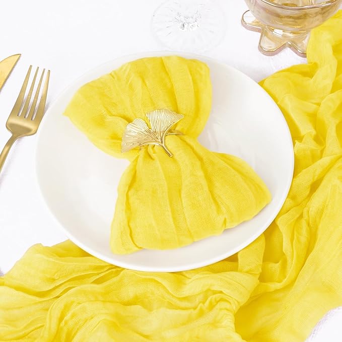 50 Pack Lemon Yellow Cheesecloth Napkins Spring Cloth Napkins Set of 50 Yellow Dinner Napkins Bulk 21x21 Inches for Wedding Bridal Shower Baby Shower Valentine's Day