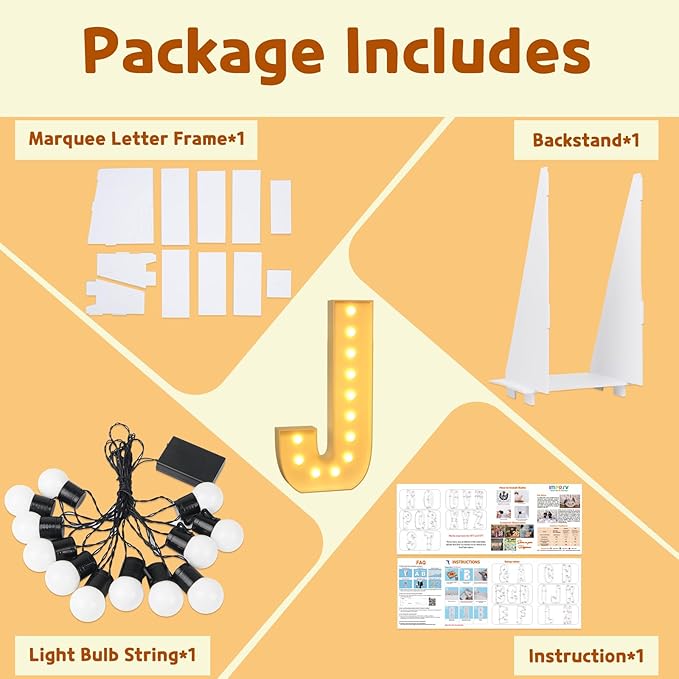 imprsv Light Up Letters, 4FT Marquee Letters for Birthday Wedding Engagement Party Decor, Large Marquee J for Party Decoration Arch Kit Decorations