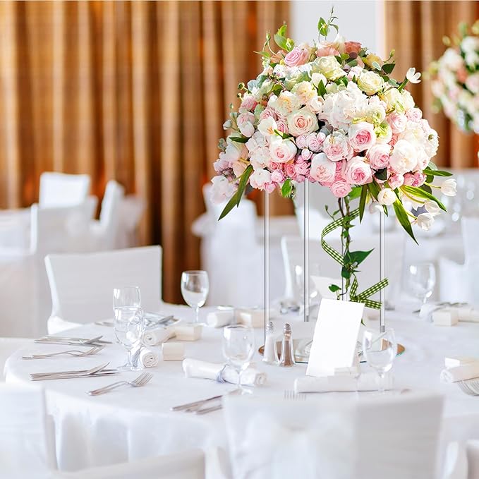 Geetery 8 Pieces Tall Acrylic Vase Wedding Centerpieces Clear Flower Stand Column Geometric Floral Vase Elegant Display Holder for Birthday Party Wedding Table Decorations (16 Inch)