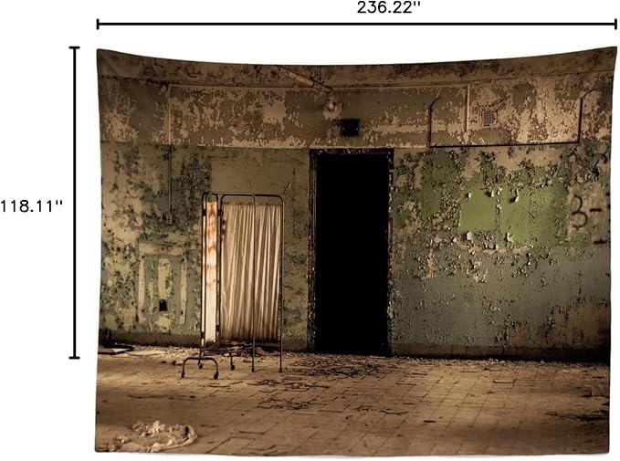 BELECO 20x10ft Fabric Creepy Old House Backdrop Abandoned Hospital Insane Asylum Haunted Halloween Backdrop Shabby Interior Horror Themed Party Decorations Kids Adult Portrait Shooting Photo Props