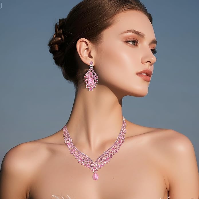 Kamirola Tiaras and Crowns for Women,Tiaras Earrings Necklace, Crystal Bridal Jewelry Set, Costume Party Halloween Prom Pageant Jewelry for Women (TR28)