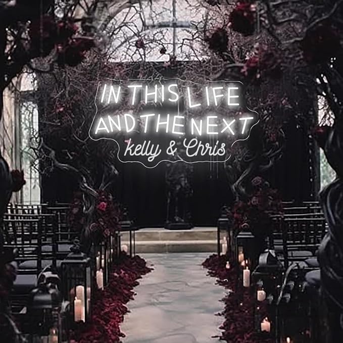 In This Life And The Next Neon Sign Custom Gothic Wedding Name LED Neon Light Personalized Wedding Party Backdrop Decor Home Wall Decor Gift for Newly