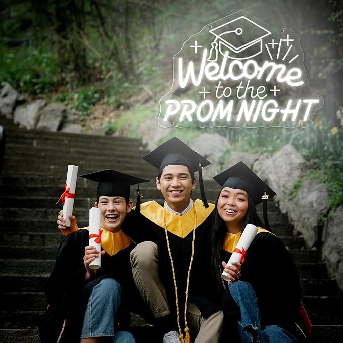 Prom Night Neon Sign for Wall Decor, Congrats Grad Led Sign Congratulations for Backdrop, Wedding Birthday Party Prom Home Room Shop Bar Decoration, Graduation, INSNEnN