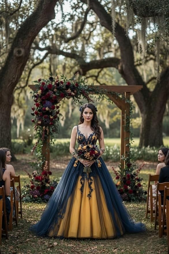 TRHTX Spaghetti Straps Wedding Dresses for Bride Layered Tulle Gothic Black Bridal Gowns Lace Applique Wedding Gowns