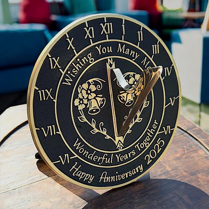 Anniversary Sundial Gift for Any Wedding Anniversary in 2025 - Wonderful Years - Recycled Metal Home Decor Or Garden Present Idea - Handmade in UK for Him, Her Parents Or Couples Celebration
