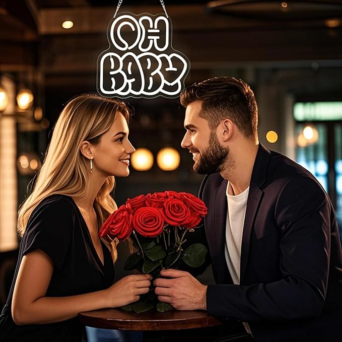 Oh Baby Neon Sign for Backdrop Wall Decor,OH Baby light up sign for Valentine’s Day, Nursery Wall Decor & Shower Backdrop for Arch Game Room Gift for Boy Girlfriend