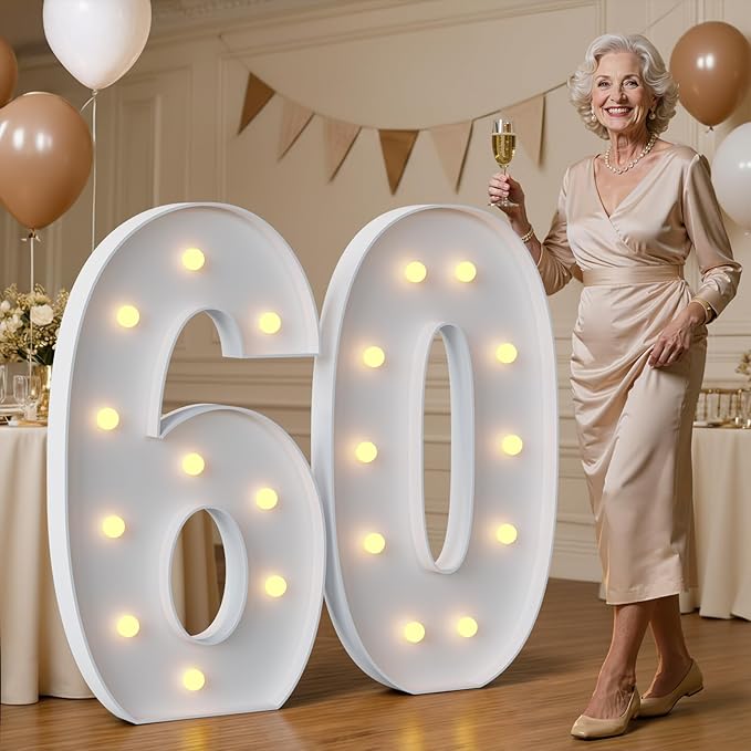 imprsv 4FT Marquee Numbers 80, Light Up Numbers for 80th Birthday Party Decorations, Light Up Sign 80 for Anniversary Party Decor, Pre-Cut Foam Board Kit