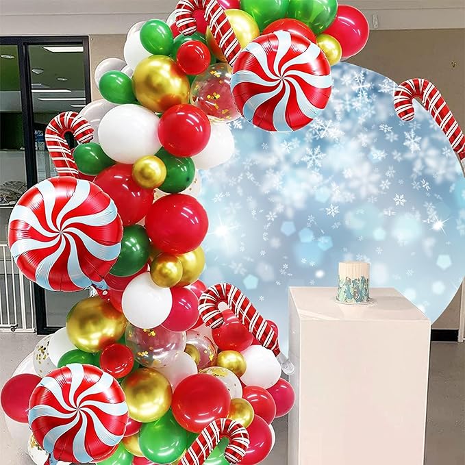 Bokeh Snowflake Round Backdrop Cover 7.2ft Dreamy Blue Snowflakes Round Background for Photography Christmas Ice Snow Winter Theme Birthday Party Backdrop for Girls Elsa Princess Portraits