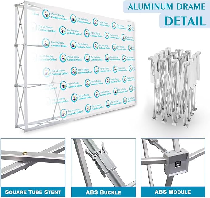 Pop Up Display Trade Show Backdrop 7.5 x 20 FT Custom Tradeshow Booth Display Banner Tension Fabric Backdrop for Business,Campuses, Weddings, Corporate