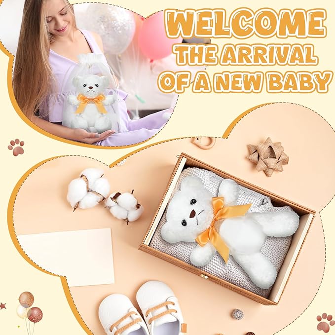 6 Sets Bear Blindfolded Diaper Changing Baby Shower Games Baby Dolls Diapers for Bridal Shower Gender Reveal Games Prizes Gifts for Adults Boys Girls (White)