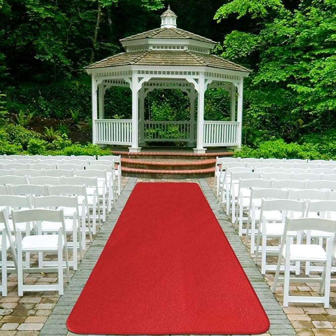 House, Home and More Red Carpet Aisle Runner - 4 Ft x 20 Ft - Real Carpet, Bound Edges, Low Pile Height, Stain Resistant, Event Runway Rug for Wedding, Hollywood Movie Award Ceremony Party Decoration