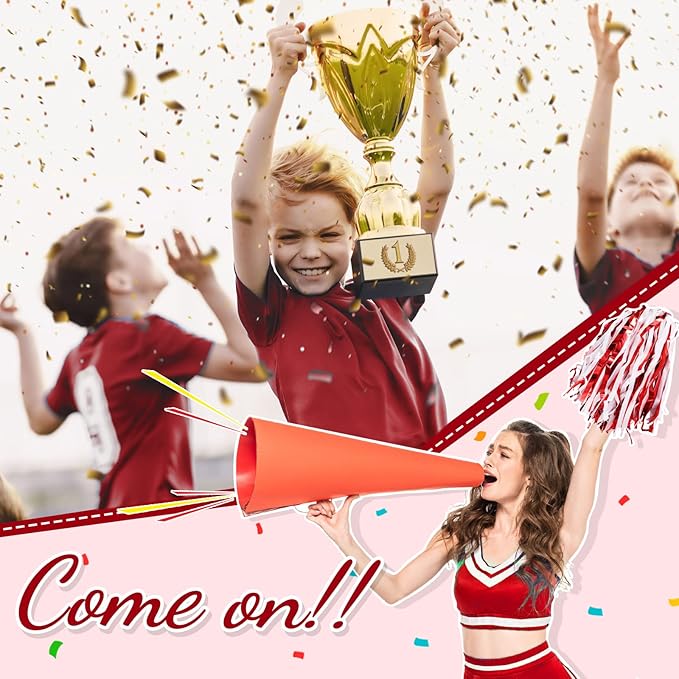 Hanaive 100Pcs Metallic Cheerleading Pom Poms with Baton Handle Cheerleader Pompom Foil 30g Cheering Squad Hand Flowers for Adults Team Spirit Sports Party Cheering