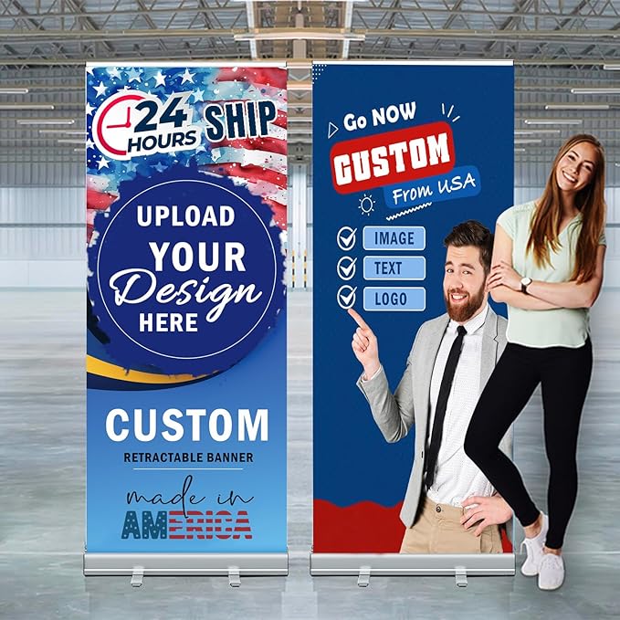 AOK Aluminum Retractable Banner 31x78 inch, Full Color, Conference Display, Trade Show Promotion Sign with Stand and Travel Case