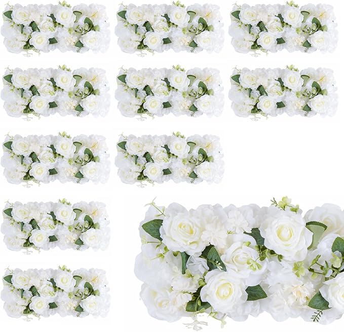 Pack of 10 Wedding Arch Decorations, 20.47 inch Artificial Flower Table Centerpieces Floral Arrangement for Wall Backdrop Party Bridal Shower Event Decor - White&Blue