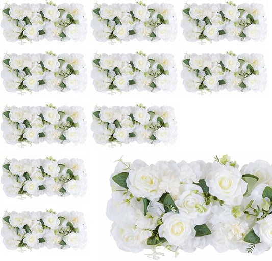 Pack of 10 Wedding Arch Decorations, 20.47 inch Artificial Flower Table Centerpieces Floral Arrangement for Wall Backdrop Party Bridal Shower Event Decor - White&Blue