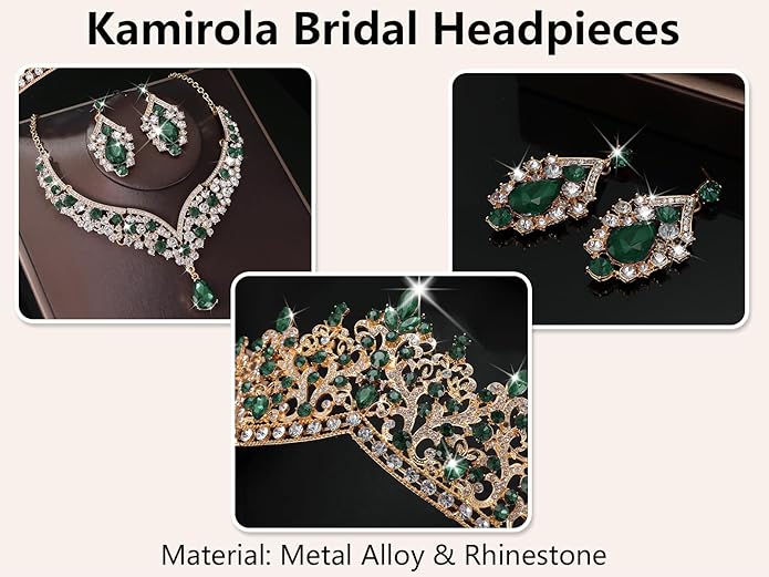 Kamirola Tiaras and Crowns for Women,Tiaras Earrings Necklace, Crystal Bridal Jewelry Set, Costume Party Halloween Prom Pageant Jewelry for Women TR80