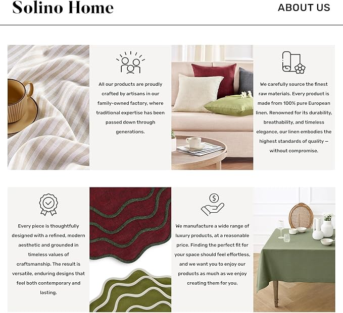 Solino Home Ivory Linen Tablecloth 60 x 132 Inch - 100% Pure Linen Table Cloth for Rectangle Tables - Fete, Machine Washable Tablecloth for Spring, Easter