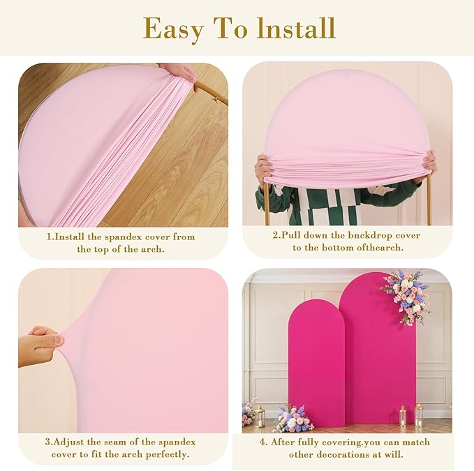 Pink and Hot Pink Photo Arch Backdrop Cover Set of 2 Spandex 7.2 and 6ft Arch Covers Stretchy Backdrop Birthday Party Arch Stand Covers for Girls Baby Shower Wedding Banquet Background Decoration