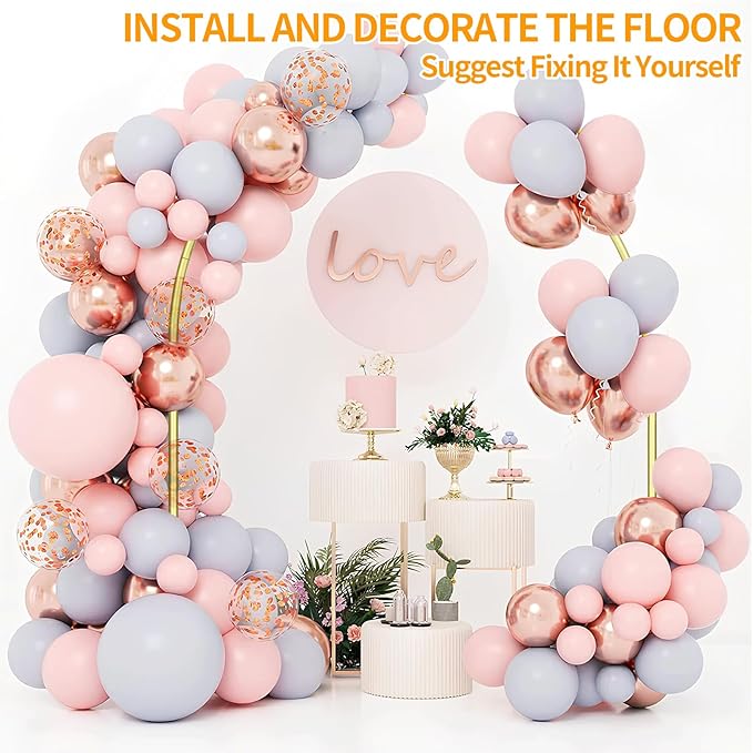 Metal Balloon Arch Kit for Tabletop, 5.3Ft & 4.7Ft Over The Table Rod Stand with Clamps and Half Arch Balloon Stand for Garden Wedding, Birthday, Baby Shower, Christmas, Halloween Decorations, Gold