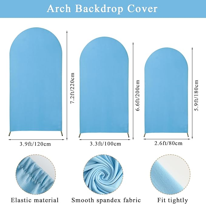 Wedding Arch & Cover Set, Metal Arch Backdrop Stand for Birthday, Baby Shower, Anniversary
