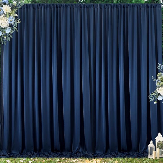 20 ft x 10 ft Wrinkle Free Navy Blue Backdrop Curtain for Parties,Polyester Photo Backdrop Drapes, Thick Background 4 Panels 5ft x 10ft for Baby Shower Wedding Birthday Party Backdrop Stand