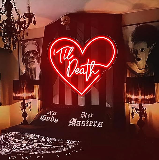 Custom Til Death Heart Neon Sign Wedding LED Neon Light Neon Sign Customizable for Wall Decor Wedding Valentine's Day Backdrop Birthday Party Décor