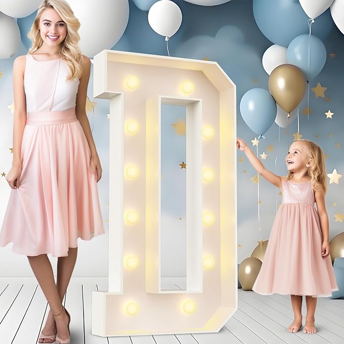 Ledido 4FT Marquee Light Up Letters D, Easy to Assemble Marquee Letters 4 Feet Tall for Indoor & Outdoor Events, Large Lighted Letter for Birthday Graduation Baby Shower Anniversary Party Decorations