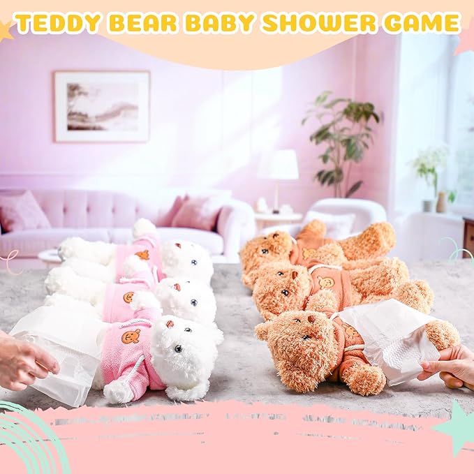 Vinsot 61 Pack Bear Blindfolded Diaper Changing Bottle Chug Games Set Boys Girls Funny Dolls Diapers for Gender Reveal Games Baby Changing Diaper Race Game Adult Prize Gift