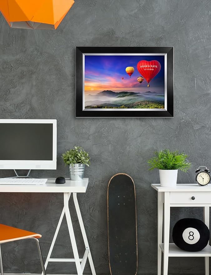 IPIC - Romance on High Personalized Wall Art with Names, Personalized Artwork with Names and Date on, Customized Gift for Anniversary,Wedding,Birthday and Holidays. Framed size: 21x15