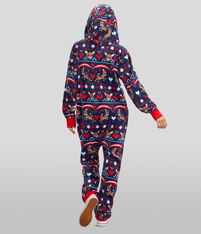 Tipsy Elves Christmas Onesies for Adults - Comfy Unisex Matching Holiday Jumpsuits with Convenient Pockets
