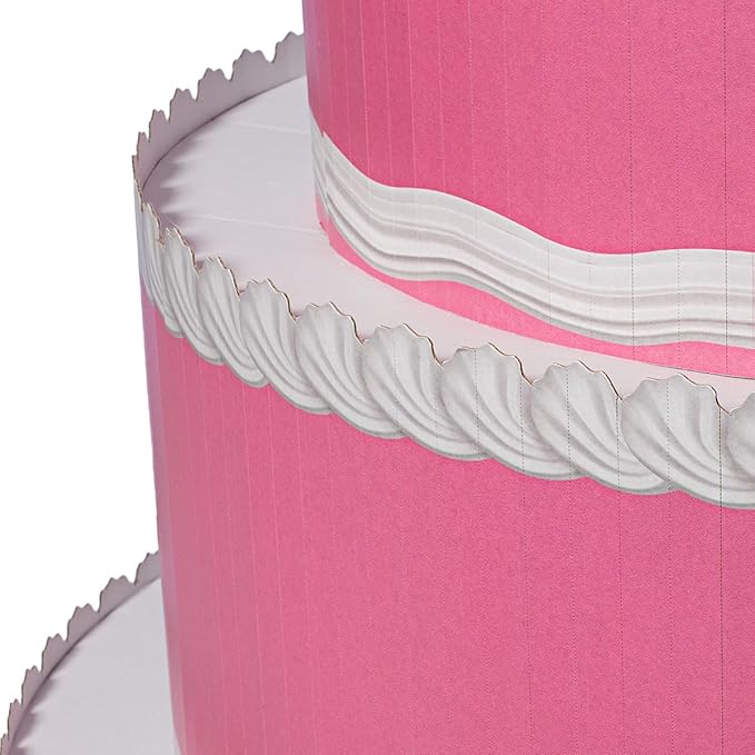 Anderson's Pink & White Personalized Pop-Out Birthday Cake, Life-Size Faux Cake with Fun Font, Custom Name, Surprise Reveal Prop for Milestone Parties, Photo Ops, Store or Business Events, 4'x4'