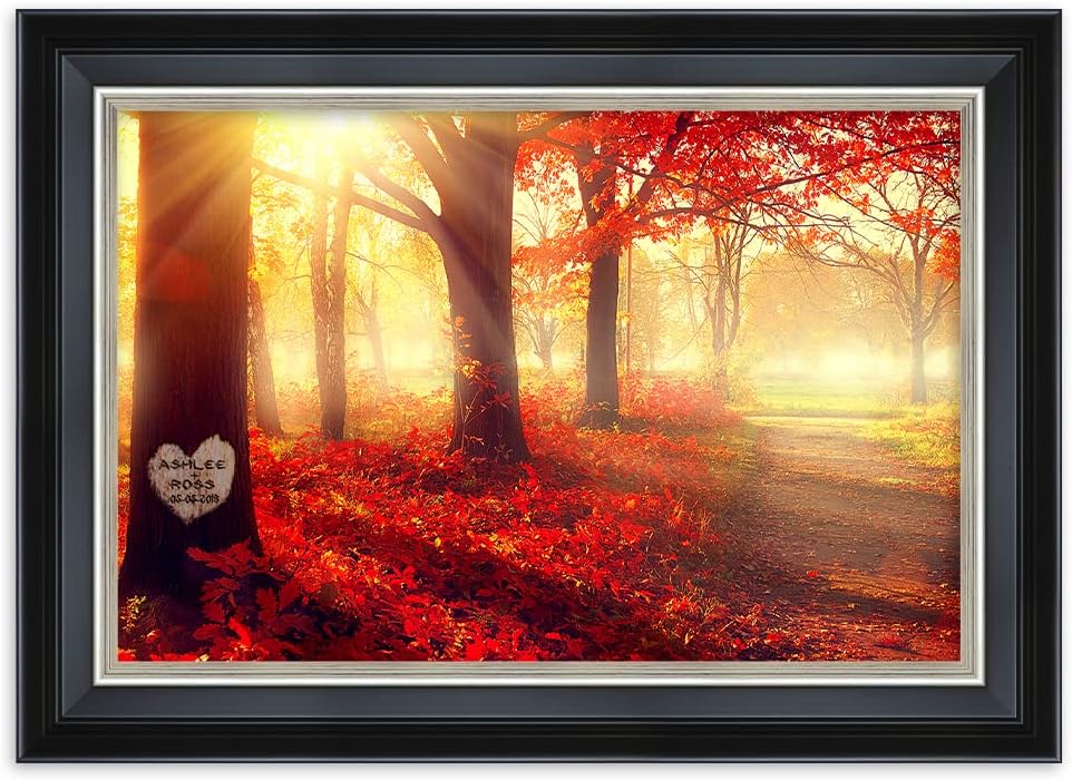 IPIC - You Are My Sunshine, Personalized Framed Wall Art with Names and Date on, Giclee Prints with Solid Wood Frame, Customized Gift and Memorial Gifts for Wedding Anniversary.