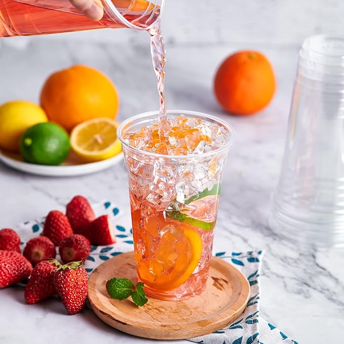 Lilymicky 600 Pack 24 oz Clear Plastic Cups, PET Disposable Drinking Cups, Crystal Clear, Perfect for Ice Coffee, Smoothie, Soda, or Any Cold Drinks