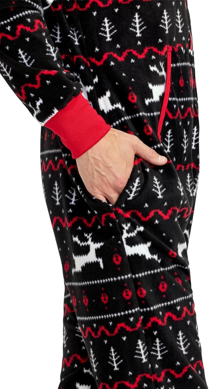 Tipsy Elves Christmas Onesies for Adults - Comfy Unisex Matching Holiday Jumpsuits with Convenient Pockets